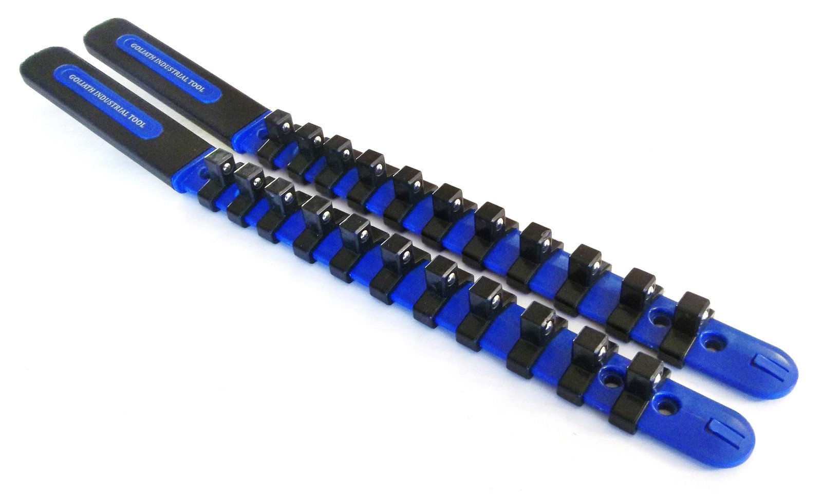 2 GOLIATH INDUSTRIAL 3/8" ABS PLASTIC SOCKET RAIL HOLDER ORGANIZER BLUE SR38BB gallery
