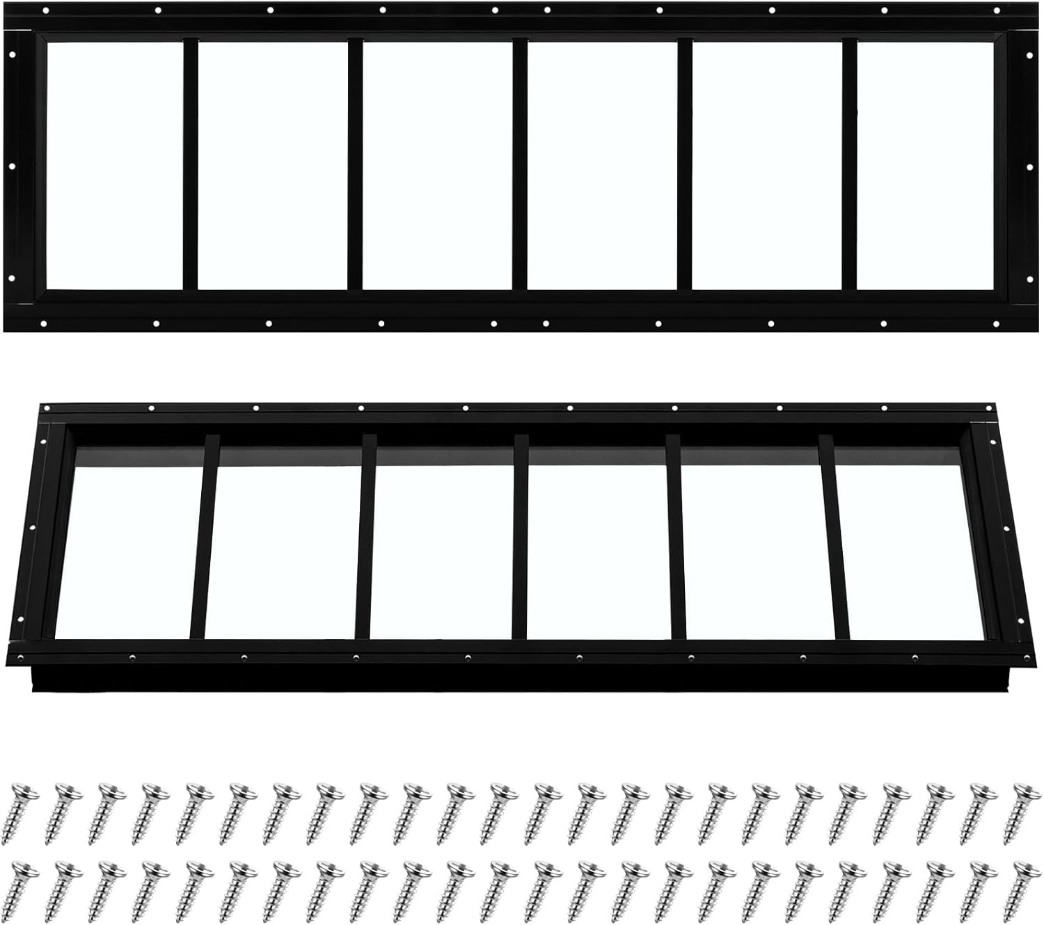 2 Pack 10'' x 35'' Black Flush Mount Shed Windows with Tempered Glass gallery