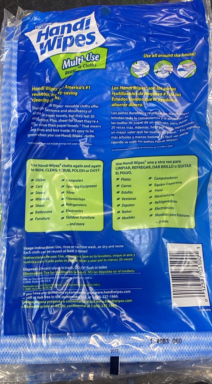 5 Packs- Handi Wipes Multi-Use Reusable Cleaning Cloths, 30 Cloths Total gallery