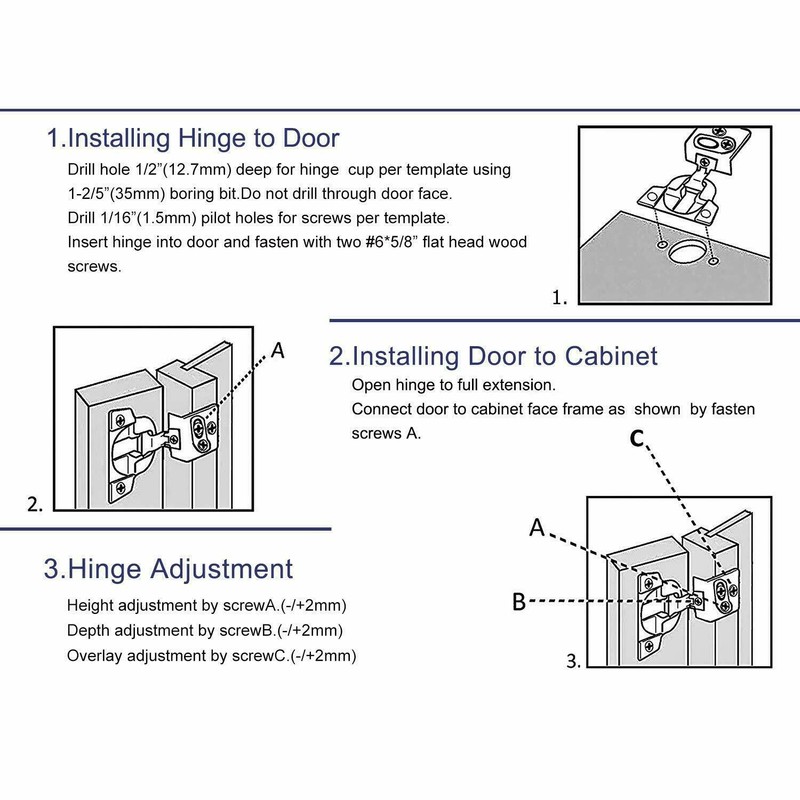 Soft-Closing Compact 1 1/4" Overlay 105° Hinge Kitchen Cabinet Hardware gallery