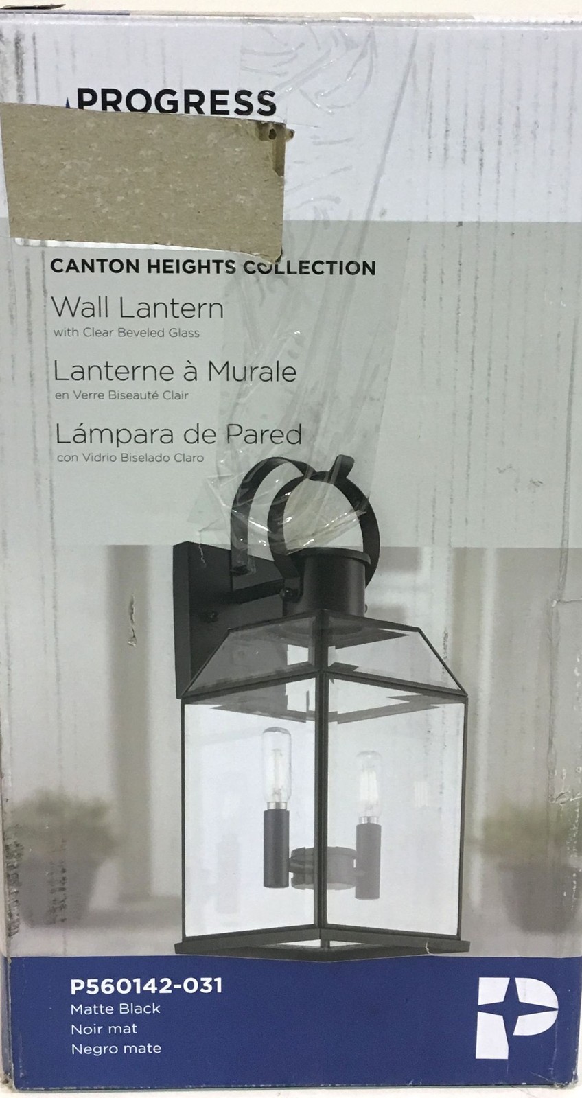 Progress Lighting Canton Heights 2-Light 18 in. Matte Black Outdoor Wall Lantern gallery
