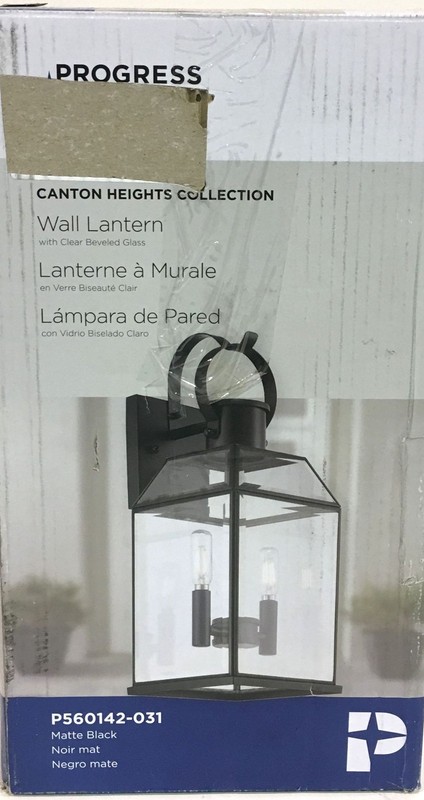 Progress Lighting Canton Heights 2-Light 18 in. Matte Black Outdoor Wall Lantern gallery