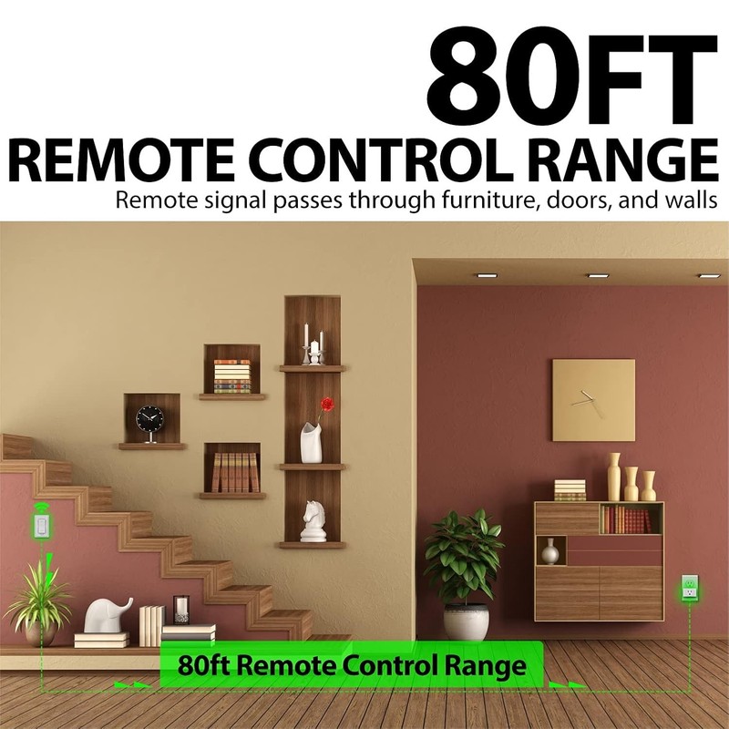 Effortless Light Control with 2 Pack Wireless Remote Control Outlet 15A, 1875W gallery