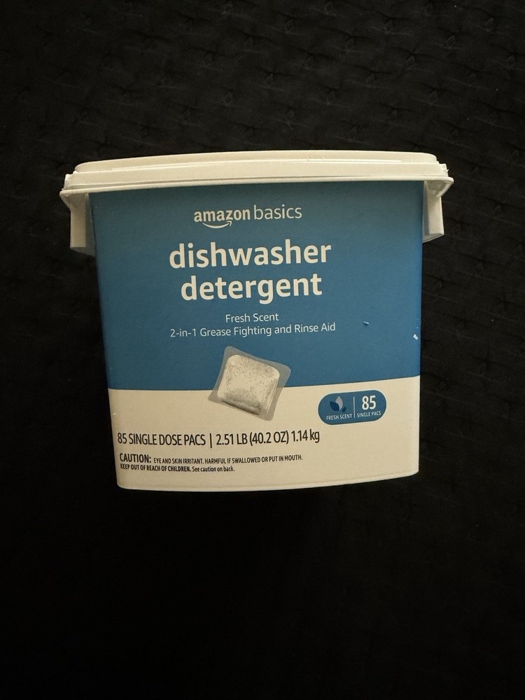 Amazon Basics 2-in-1 Dishwasher Detergent Tablets Fresh Scent 85 Pacs 2.51 lb