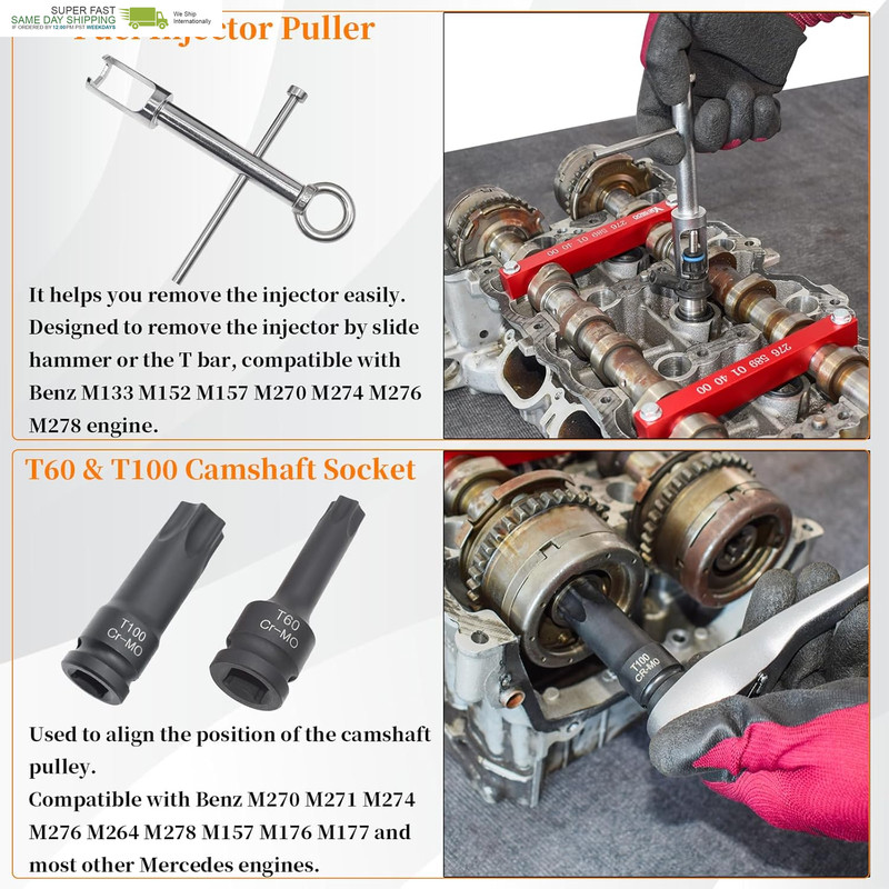 Engine Alignment Locking Timing Tool Kit with 4PCS Camshaft Adjuster Tool Kit, C gallery