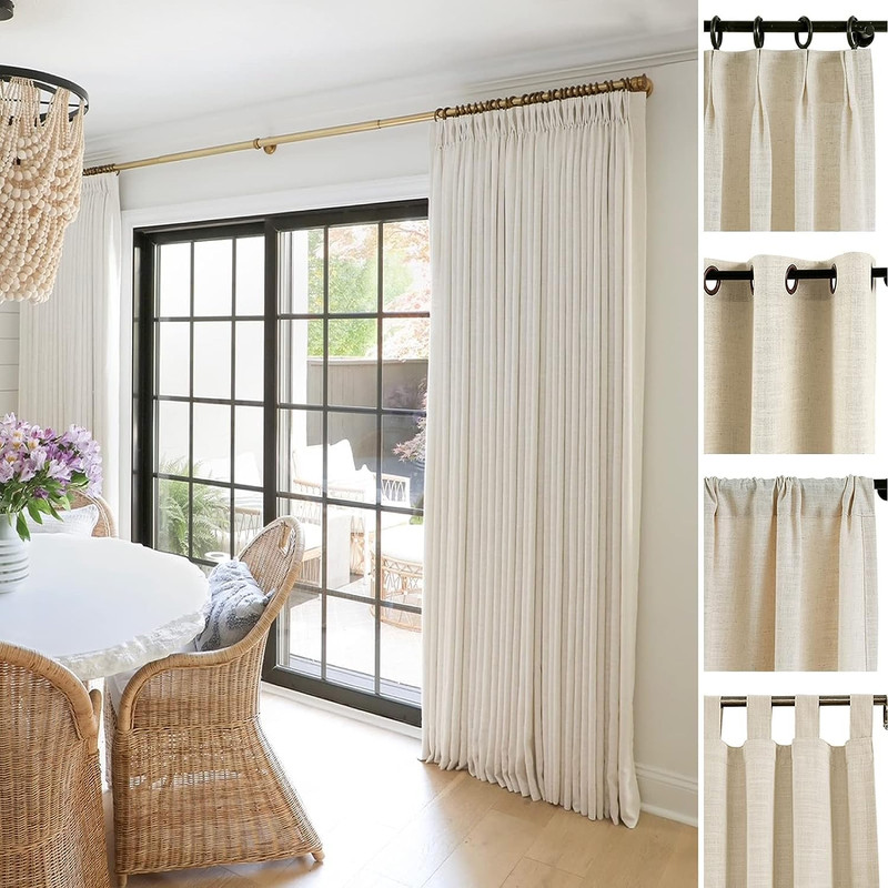 Twopages Liz Linen Custom Curtain Customizable Size Blackout Pleated Header gallery