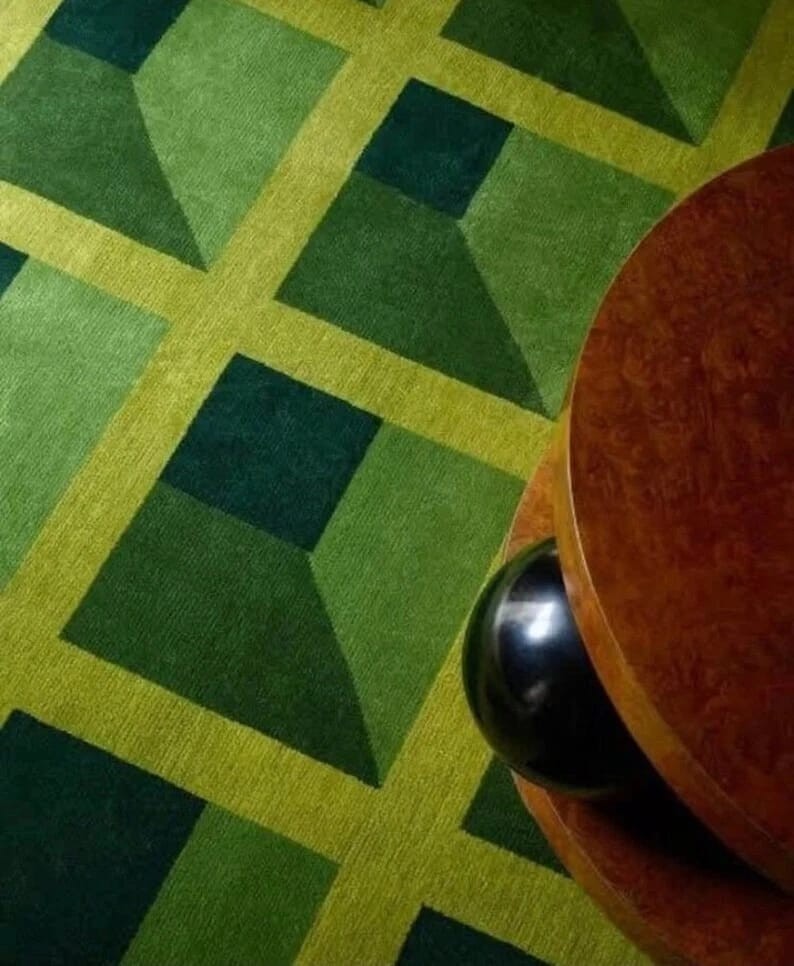Hand Tufted Wool Rug 4x6 ft - Nordic knots Green Design, Handmade Area Rug gallery