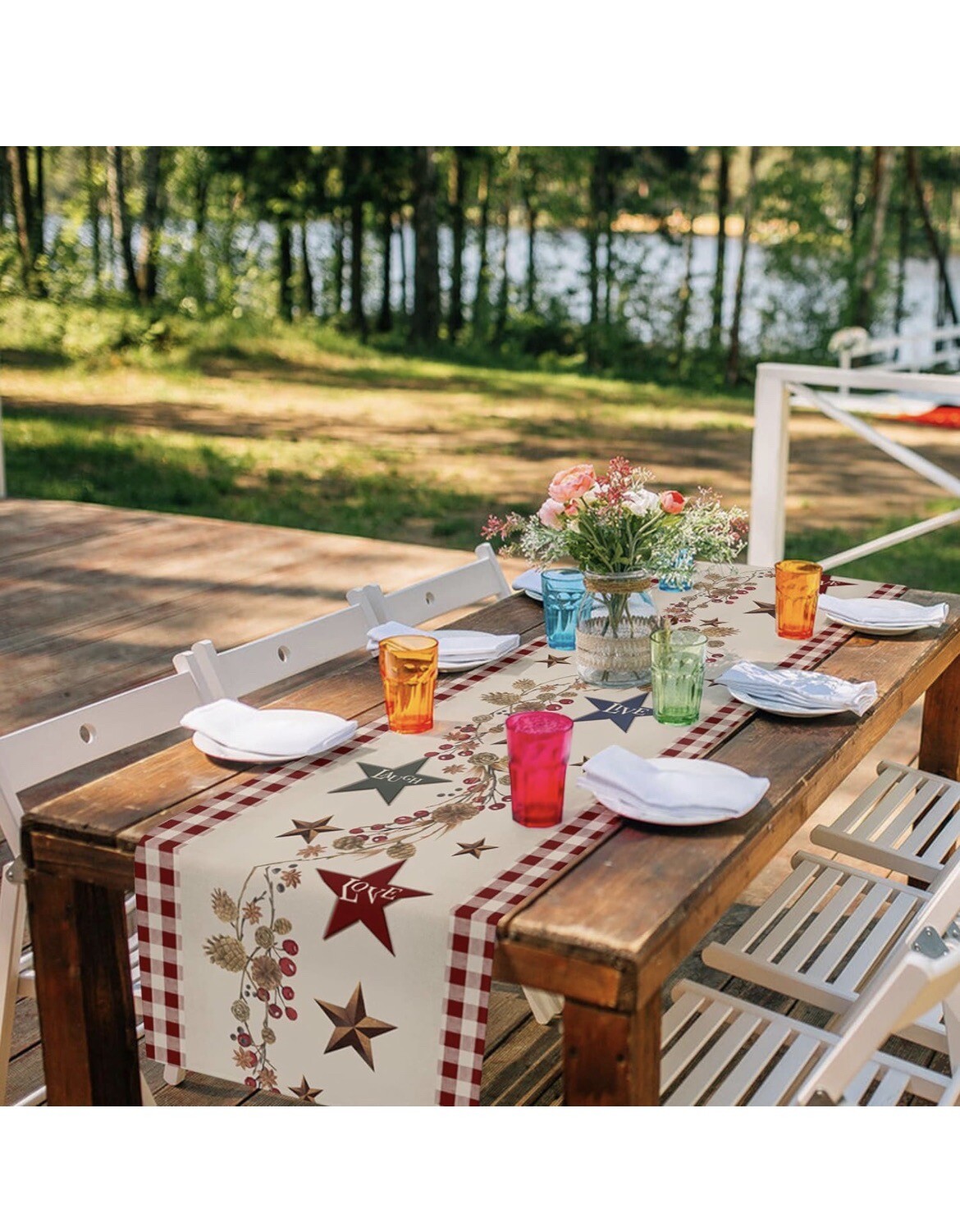 Table Runner Country Star Live Laugh Love Quote 13X70in gallery