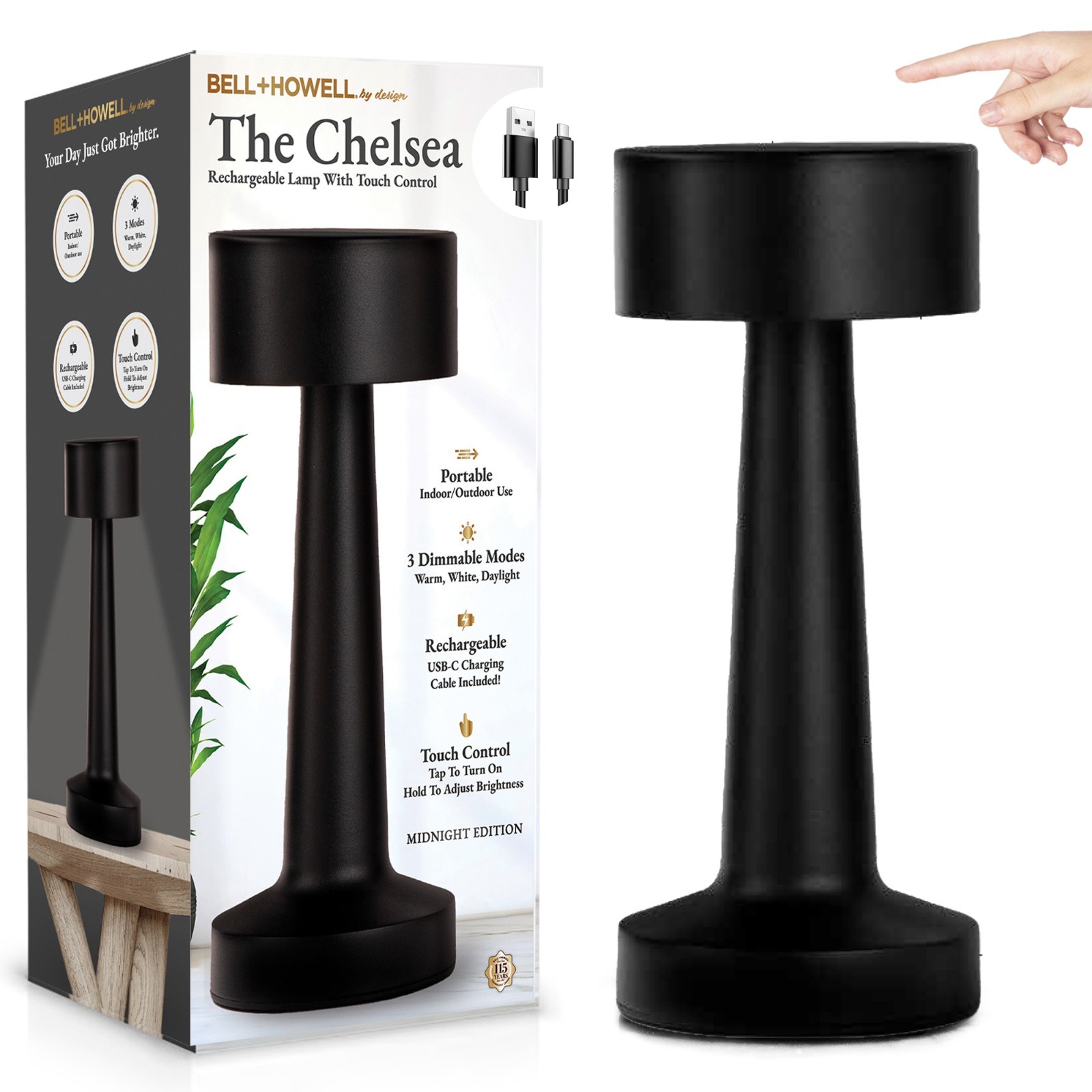 Bell + Howell Chelsea Cordless LED Rechargeable Desk and Table Lamp gallery