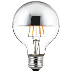 LED G25 (G80) Edison Half Chrome Light 6W, 60W, E26, 530LM, Silver, 1PK, 2700K