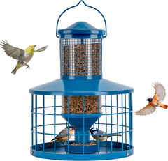 Caged Bird Feeders Squirrel-Proof, Metal, 2.8 Lbs Capacity-Cage Tube Seed Feeder