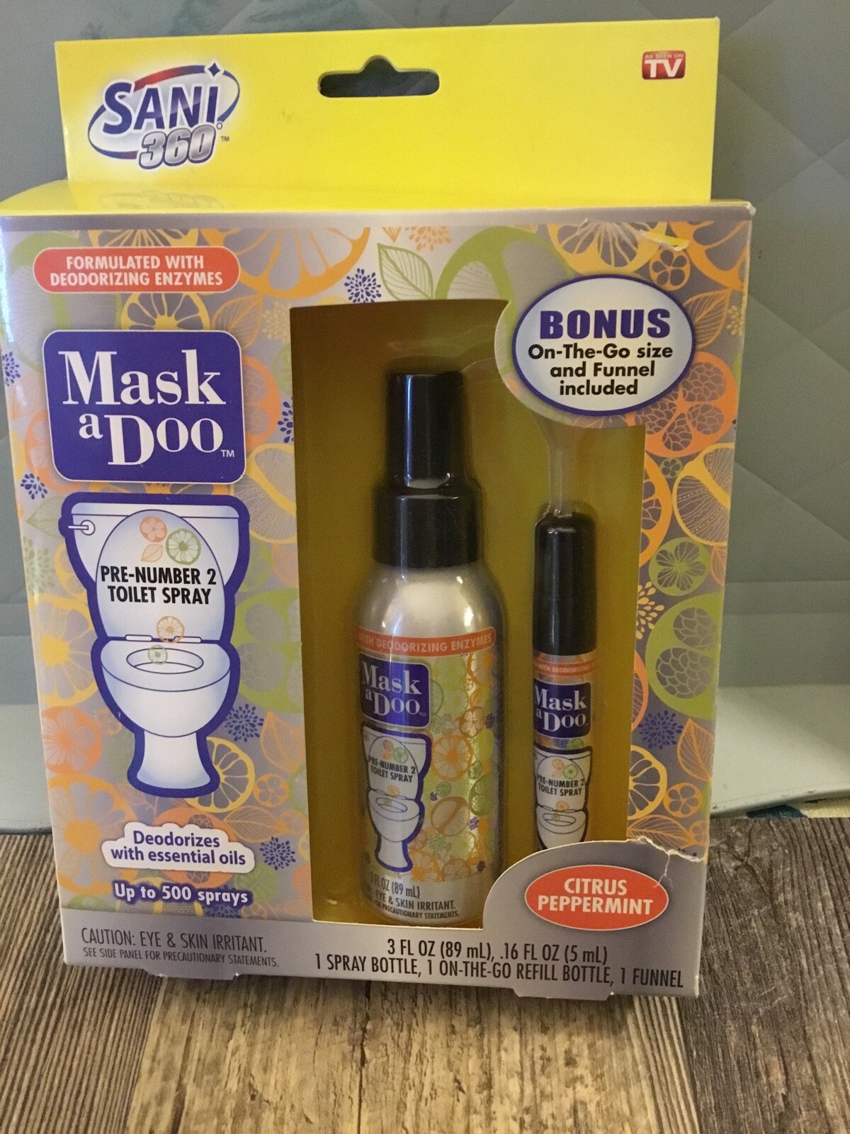 AS SEEN ON TV MASK A DOO PRE-NUMBER 2 TOILET SPRAY CITRUSPEPPERMINT SET Sani 360 gallery