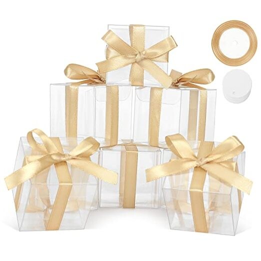 35 Pcs Clear Boxes for Favors, 4x4x4 Inches Clear Gift 4x4x4 Inch(Pack of 35) gallery