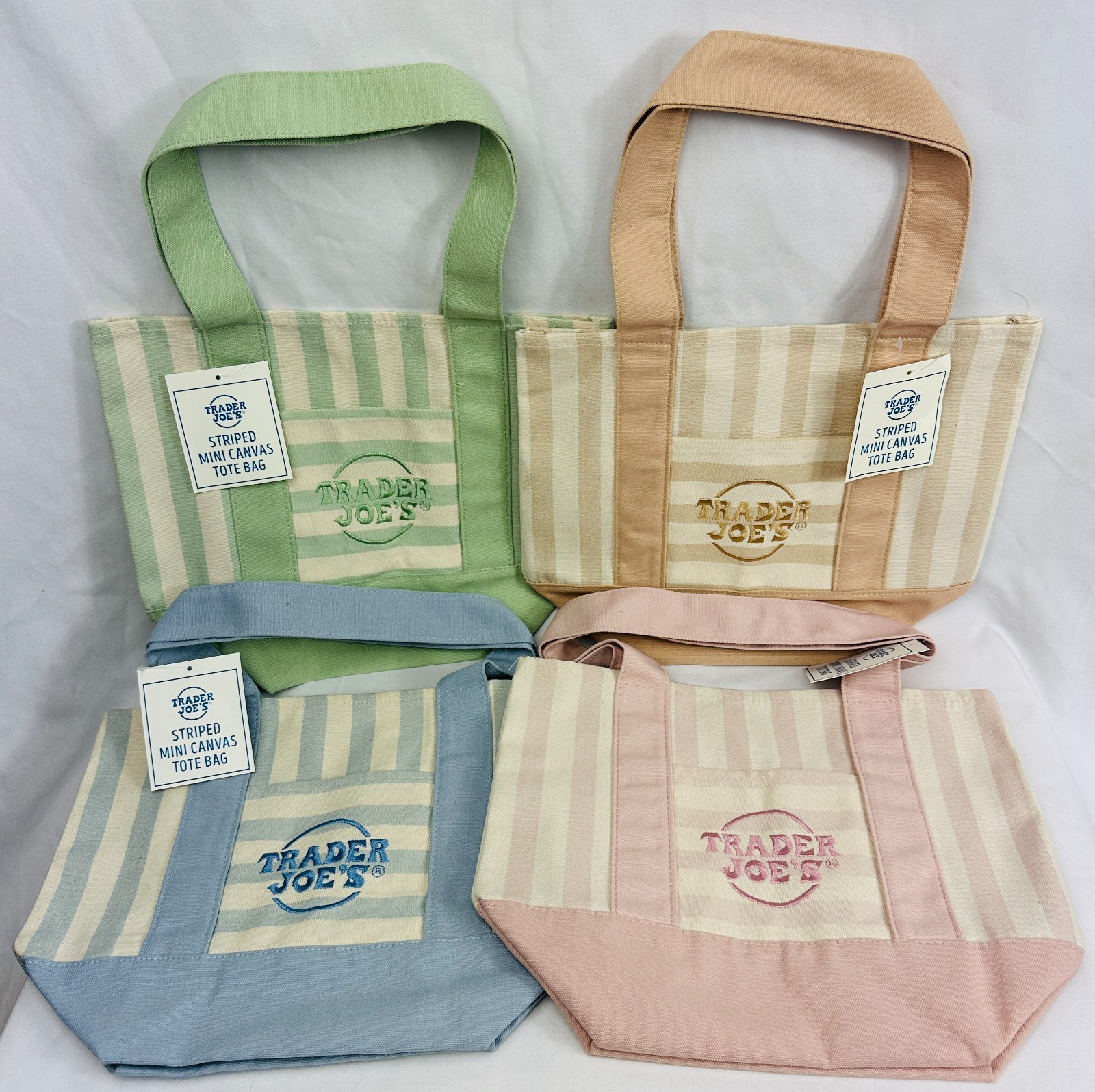 Trader Joe’s Striped Mini Canvas Tote Summer Collection Pick Your Color NWT gallery