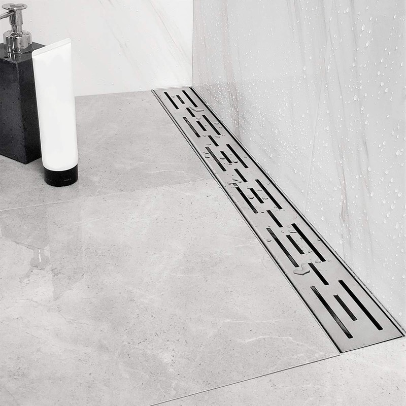 Neodrain 24 Inch Rectangular Linear Shower Drain with Brick Pattern Grate, Brush gallery