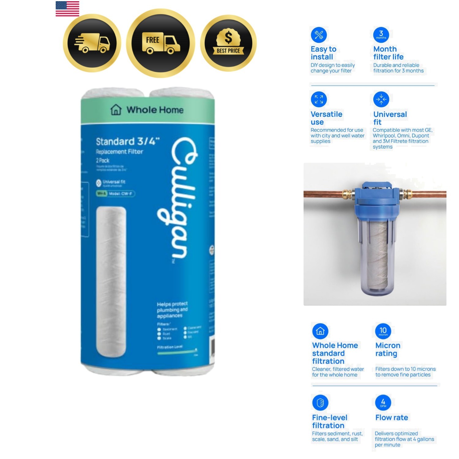 CW-F Sediment Replacement Cartridge Polypropylene Cord-Wound, 10 Micron, 12,0... gallery