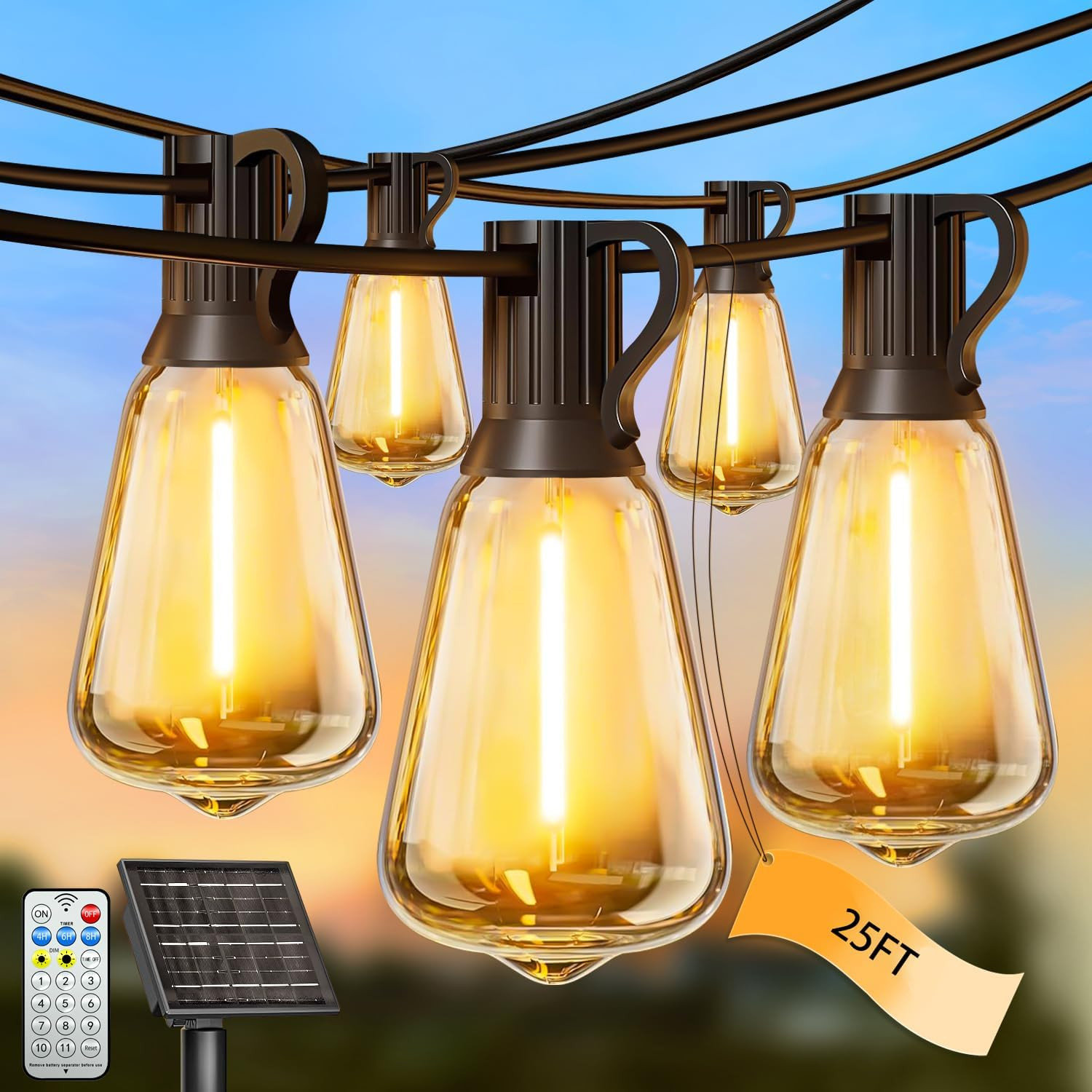 Solar String Lights Outdoor Waterproof with Remote & Timer, LED Shatterproof ST3 gallery