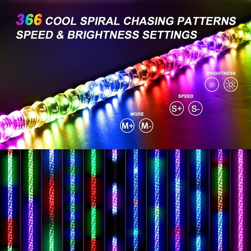 2 Pack 4FT Whip Lights with Spring Base,LED Whip Light with App & Remote Control gallery