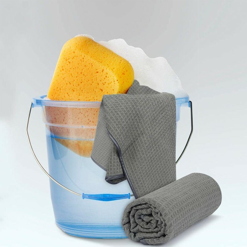3 Pcs Large Waffle Weave Grey Thirsty Microfiber Drying Towel 16" x 24" gallery