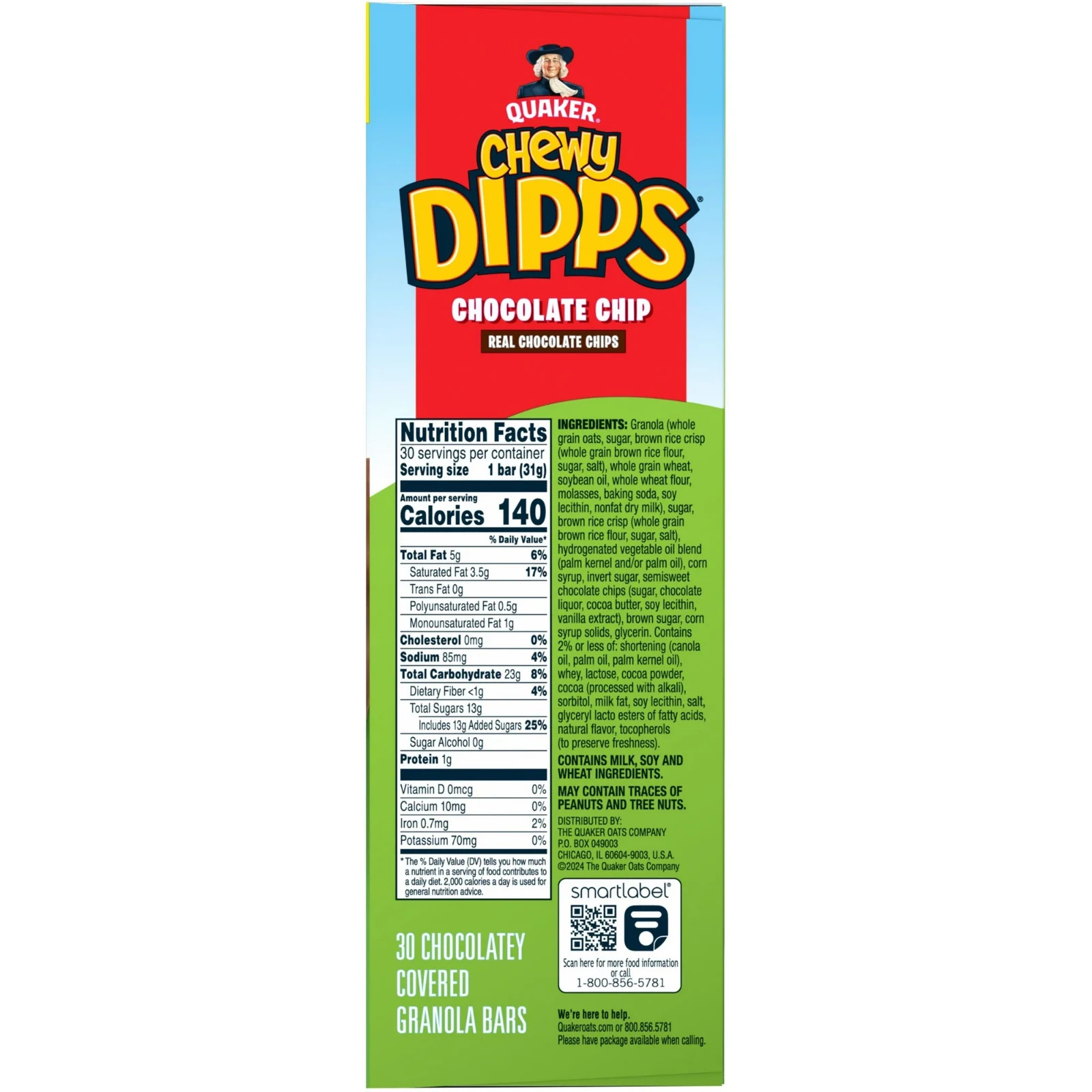 Quaker Chewy Dipps Chocolate Chip Granola Bars, 1.09 oz 30 Count gallery