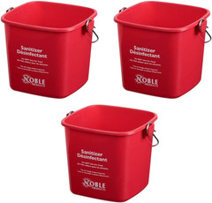 Small Red Sanitizing Bucket – 3 Quart Cleaning Pail – Set of 3 Square Containers