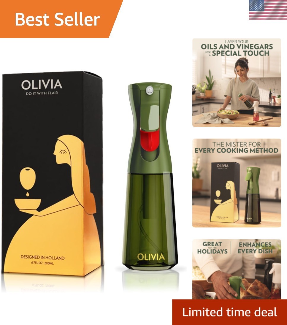 OLIVIA 200ml Glass Olive Oil Sprayer - Precision Control for Healthy Cooking gallery