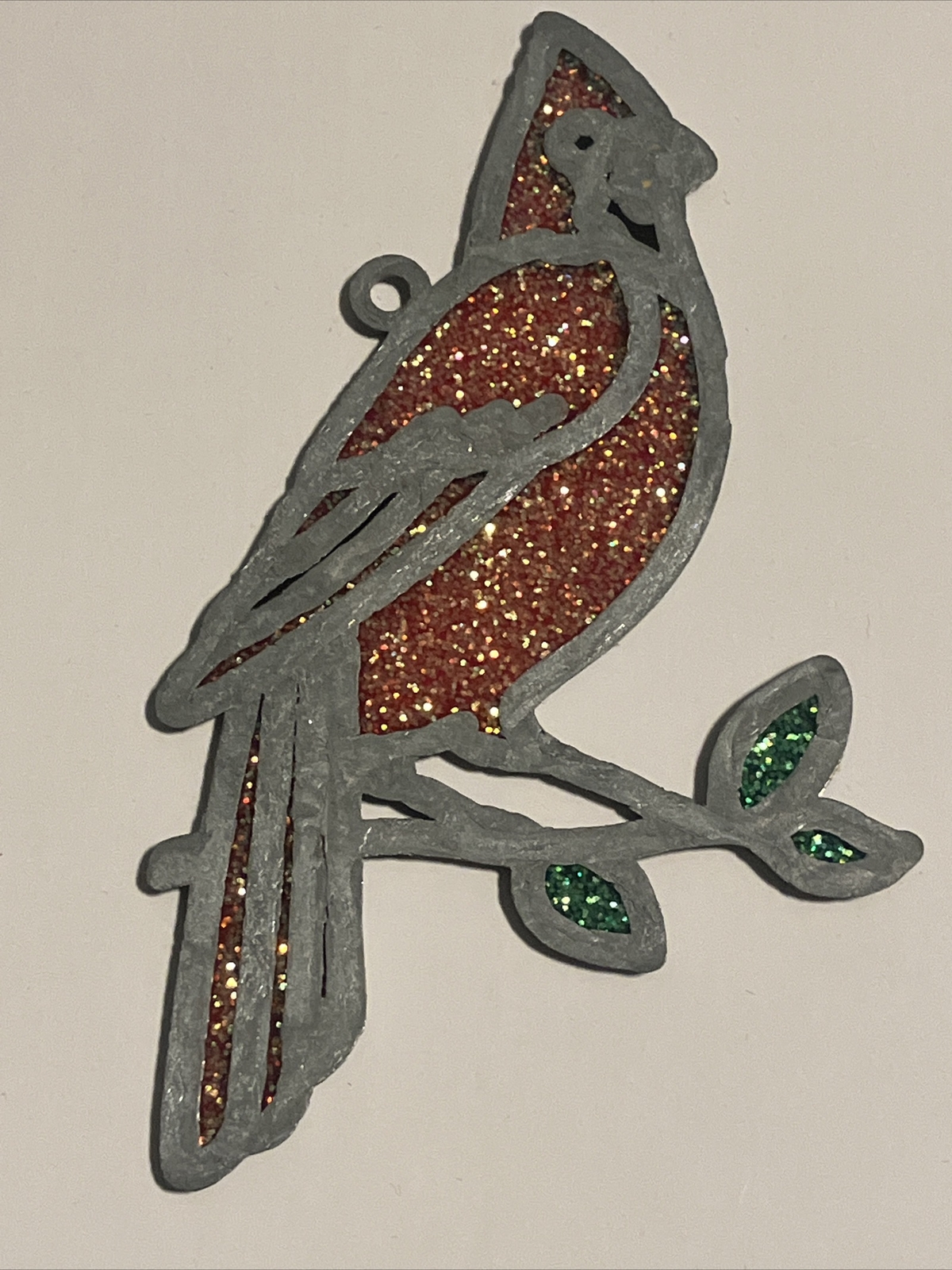 Red Cardinal Suncatcher Ornament Stained Glass Metal and Acrylic gallery