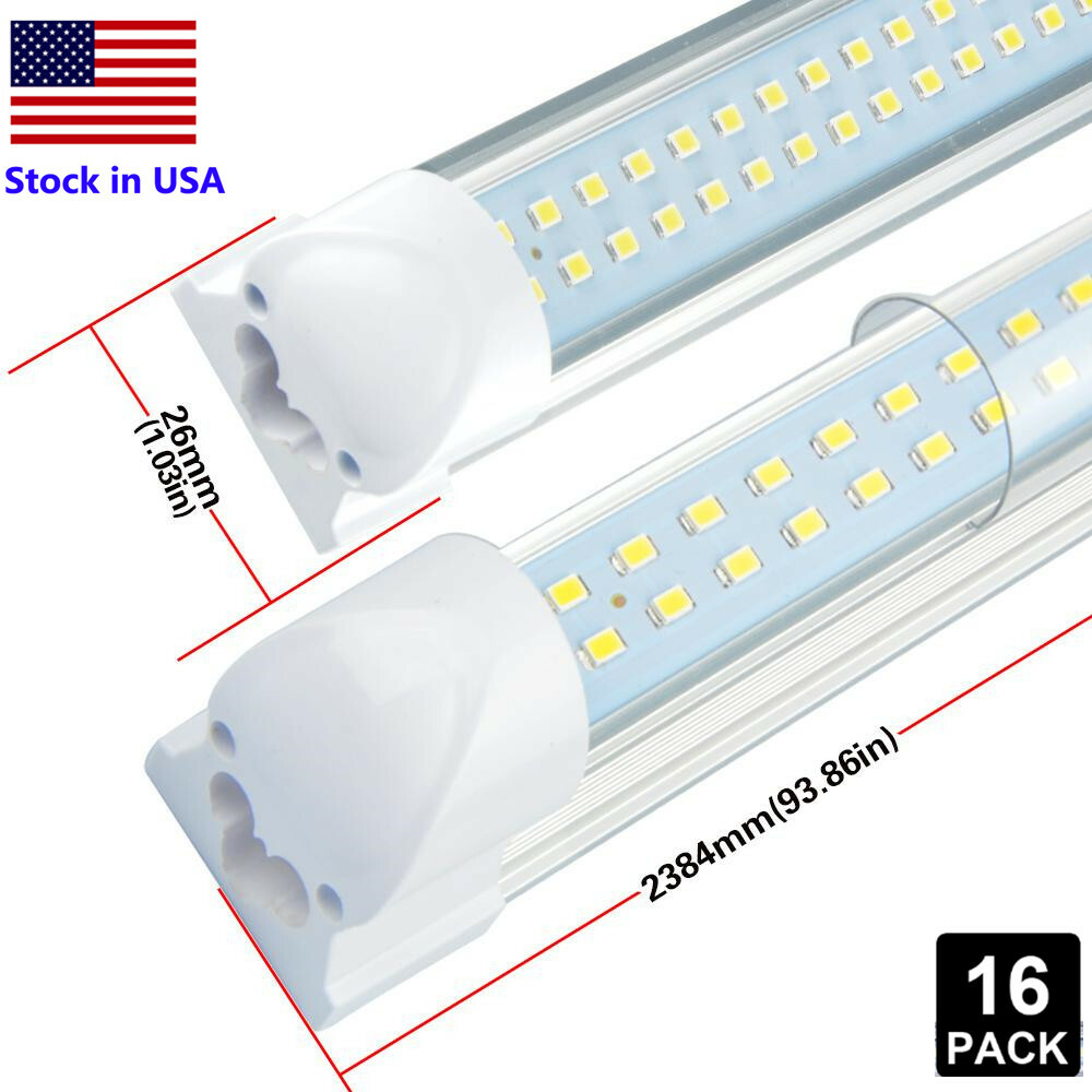 8ft 72W Led Shop Light Fixture 6000K T8 Integrated Linkable LED Tube Light 16PCS gallery