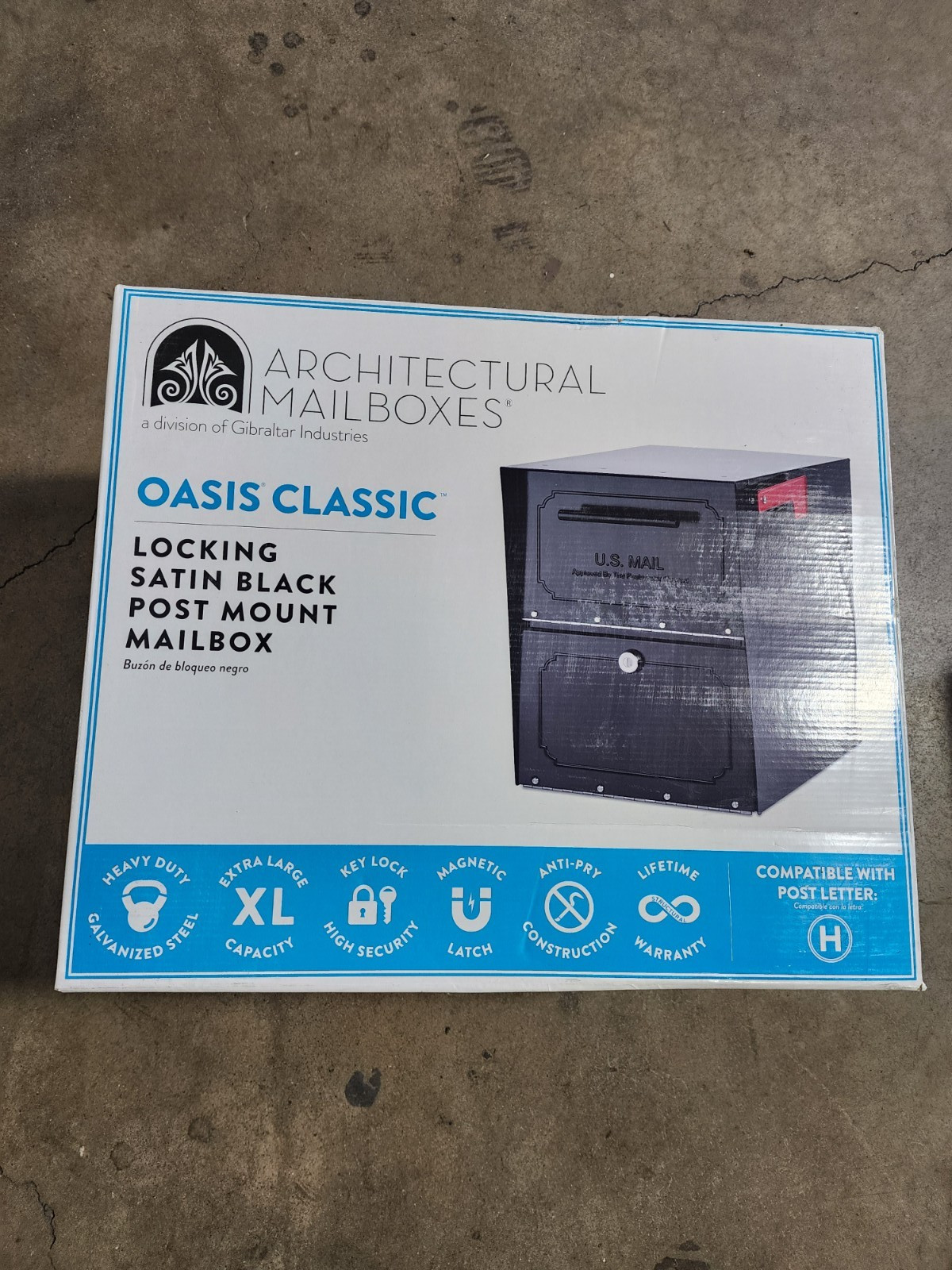 Architectural Mailboxes Oasis Classic Locking Post Mount Mailbox Satin Black gallery