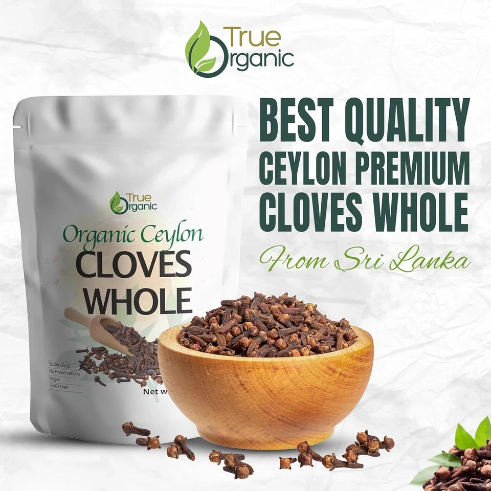 True Organic Ceylon Cloves Whole, 1 lb, Premium Grade, USDA Organic & Kosher Cer gallery