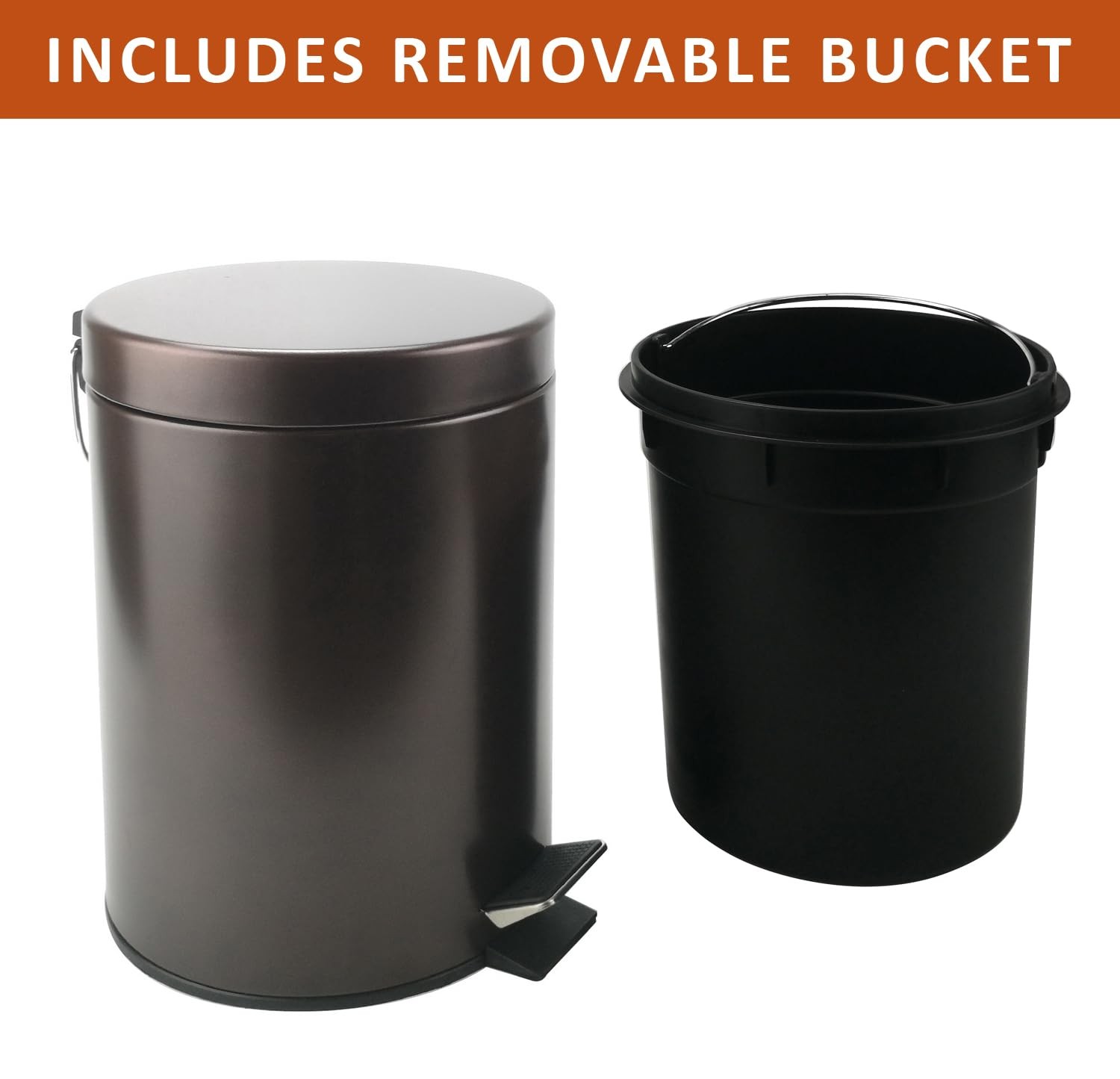 Small Stainless Steel Step Trash Can 5 Liters/1.3 Gallon Bronze Waste Bin gallery