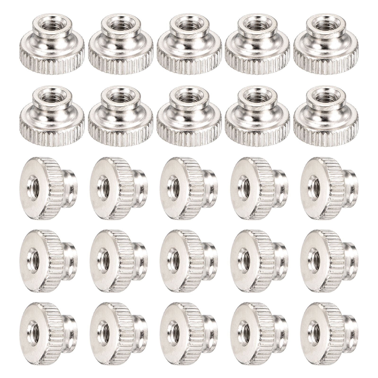 Knurled Thumb Nut 25Pcs M4X0.7 Iron Round Knobs nickel plating Silver Tone gallery
