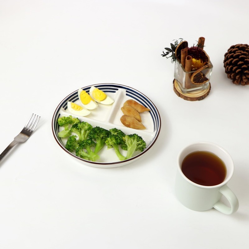 8-Inch Ceramic Portion Control Plate Healthy Meal Balance((Adult diet Divider... gallery