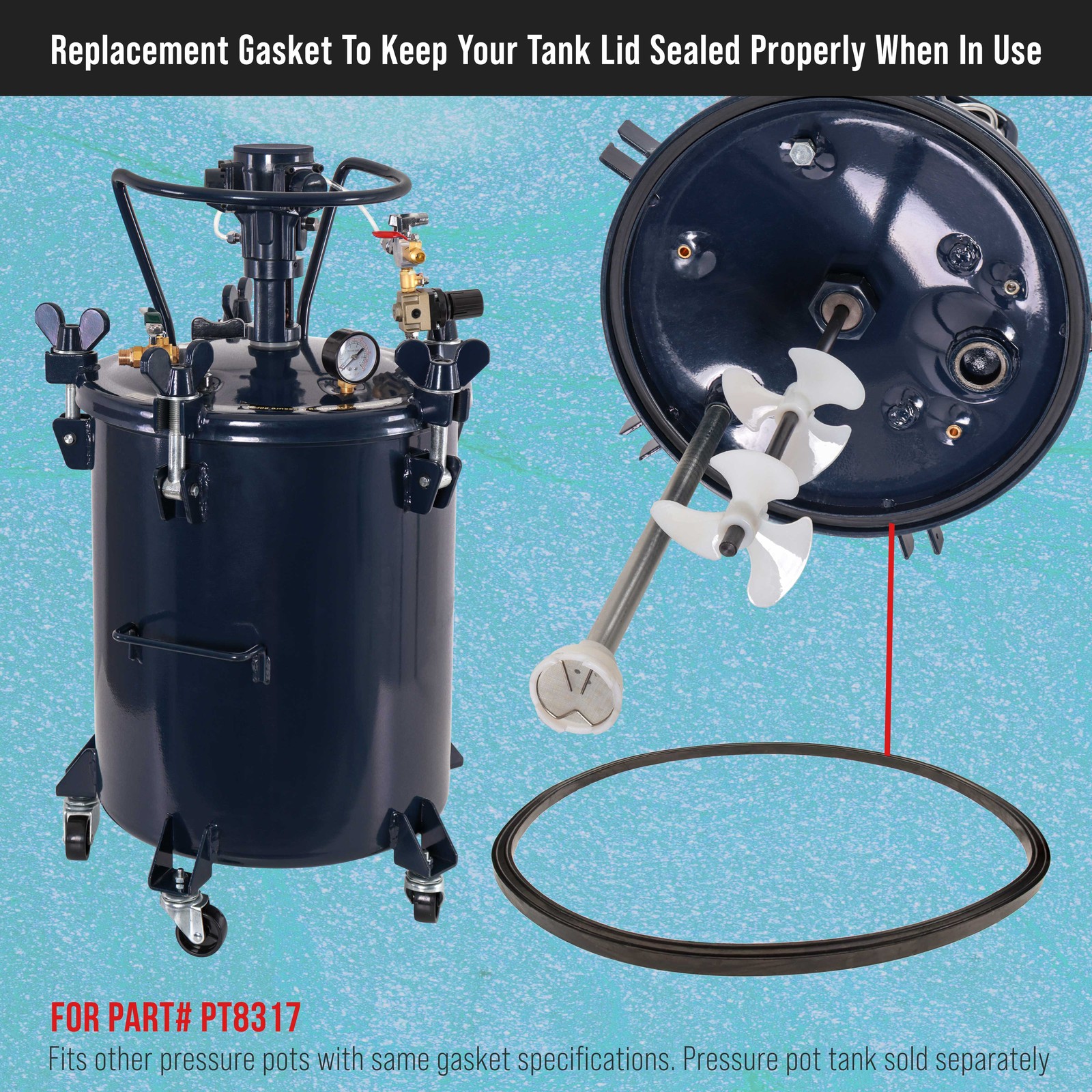 10 Gal. Replacement Lid Gasket for Pressure Paint Pot Tank Spray Gun TCP GLOBAL gallery