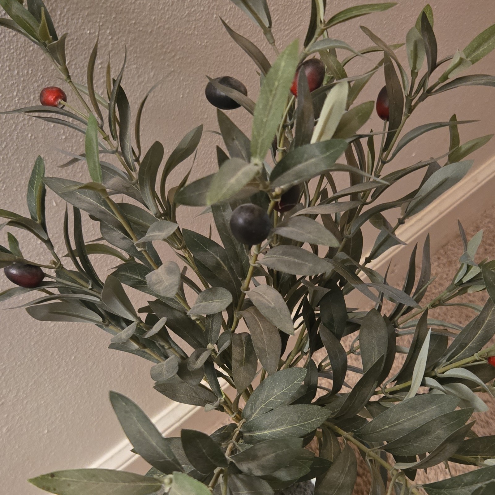 Artificial Olive Tree Topiary in Pot, Green Leaves with Faux Olives gallery