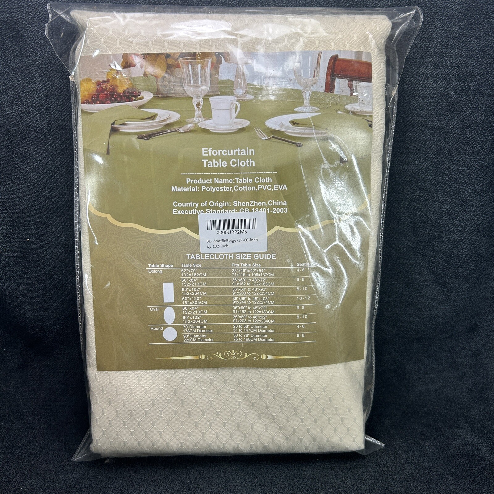 60" x 102" Eforcurtain Rectangular Tablecloth - Polyester Cotton Blend ~ NEW gallery