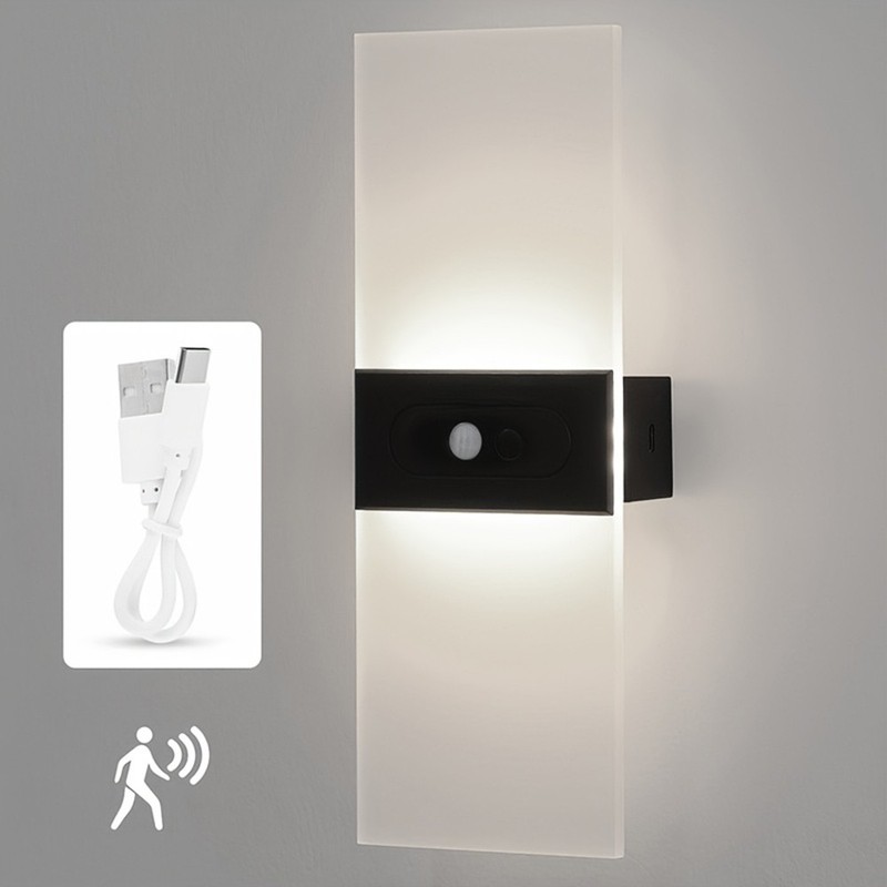 2PCS Motion Sensor Wall Sconces, Battery Operated Wall Sconce Rechargeable Light gallery