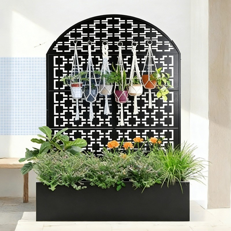 Arched 70.87" Tall Privacy Screen with Planter Box for Patio gallery