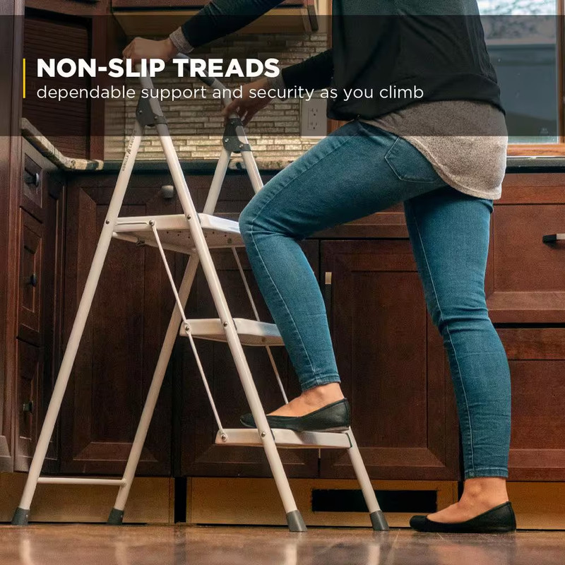 3-Step Steel Lightweight Step Stool Ladder 225 lbs. Load Capacity Type II Rating gallery