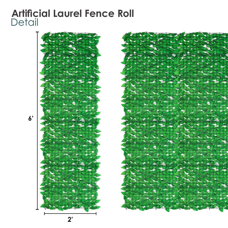 6'x14' Artificial Faux Laurel Leaf Privacy Fence Panel Screen Wall Hedge Decor L gallery