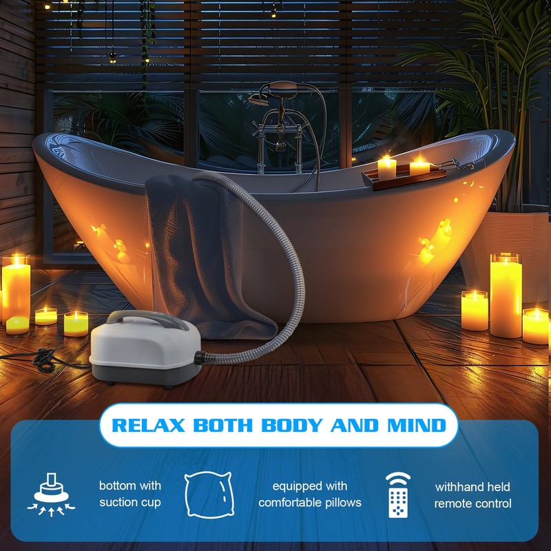 Spa Bubble Machine, Adjustable 6 Speed, Electric Air Pump, Remote, Bathroom New gallery