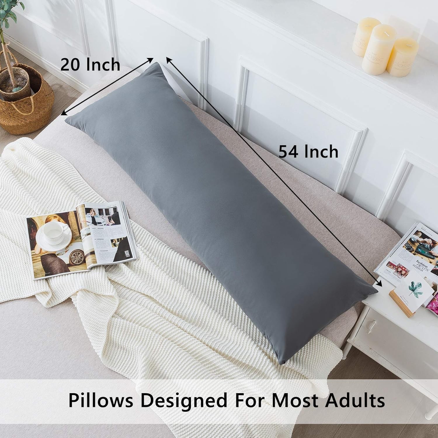 Body Pillow with Pillowcase - Soft Long Bed Pillow for Adults - Breathable Fu... gallery