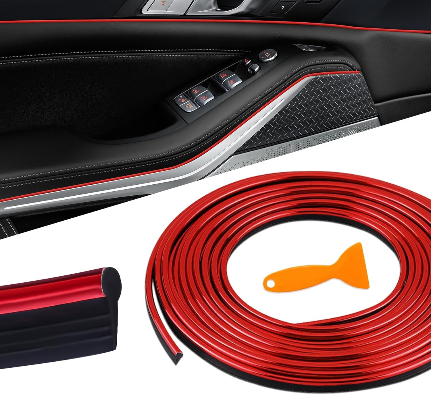 Universal 33ft/10m Red Electroplating Decorative Trim Strips, Flexi Color: Red gallery