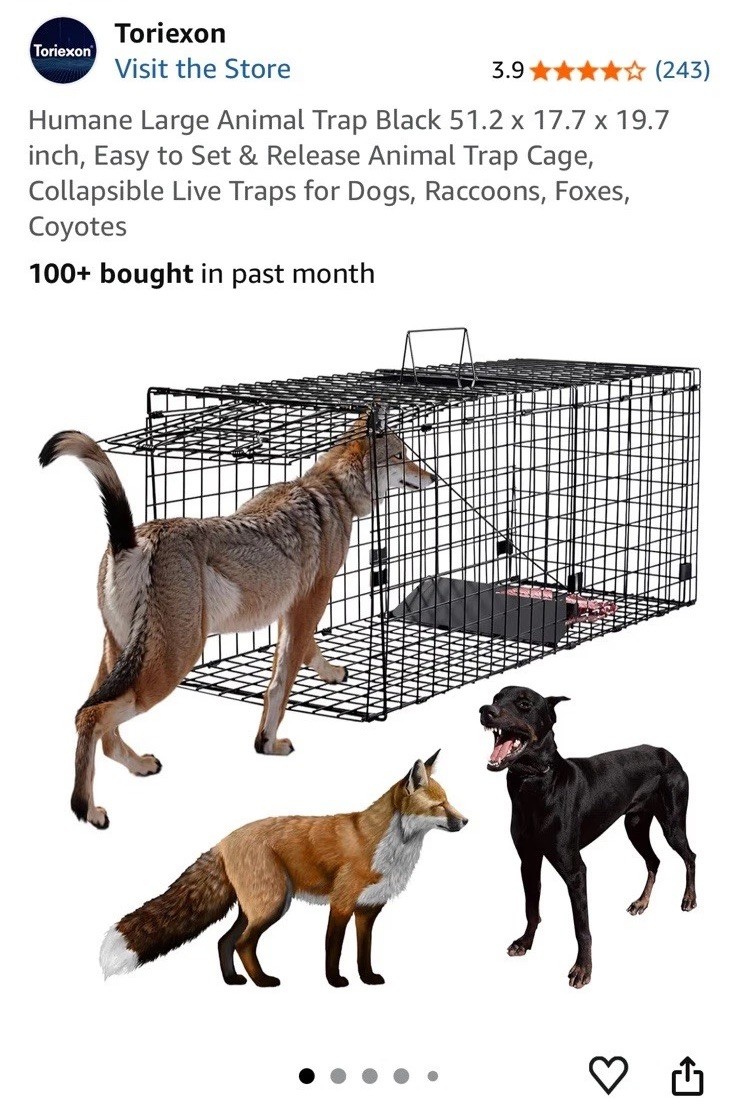 Toriexon Large Collapsible Metal Live Trap Cage Black 51.2x17.7x19.7 in gallery