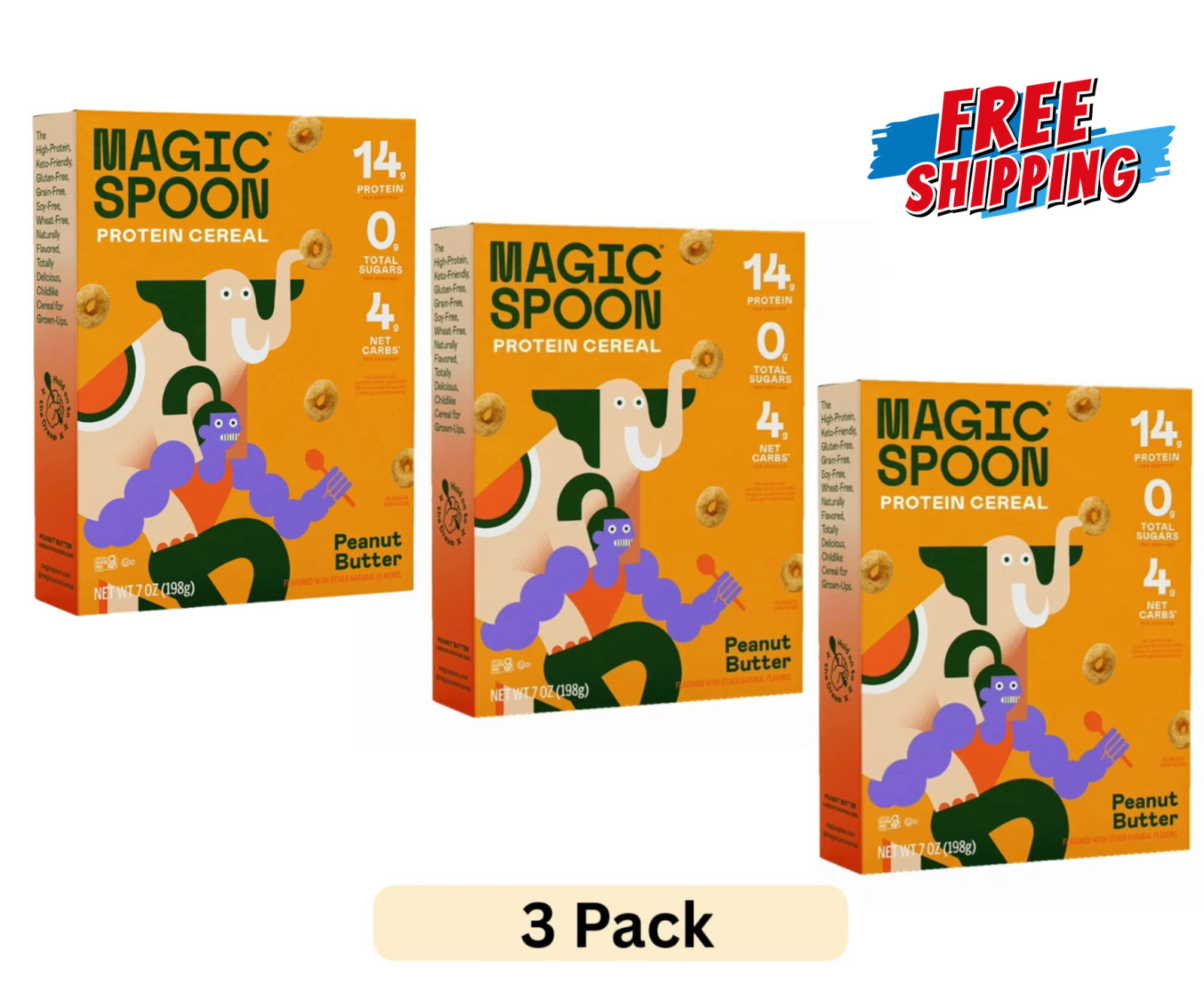 Magic Spoon Peanut Butter Grain-Free Breakfast Cereal, 7 OzBox 3 PACK Free Ship gallery