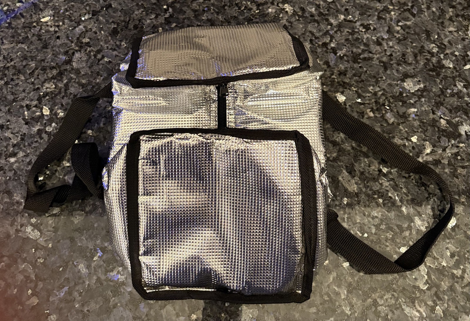 METALLIC*SHINY*SILVER*BLACK*INSULATED*PORTABLE*LUNCH*BAG*PACK*TOTE*COOLER**NEW gallery