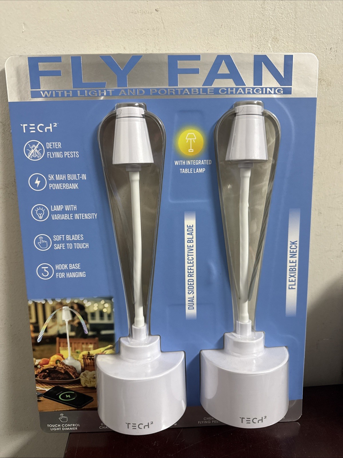 Tech Squared Portable Fly Fan with Lights and Portable Charging-2 Count gallery