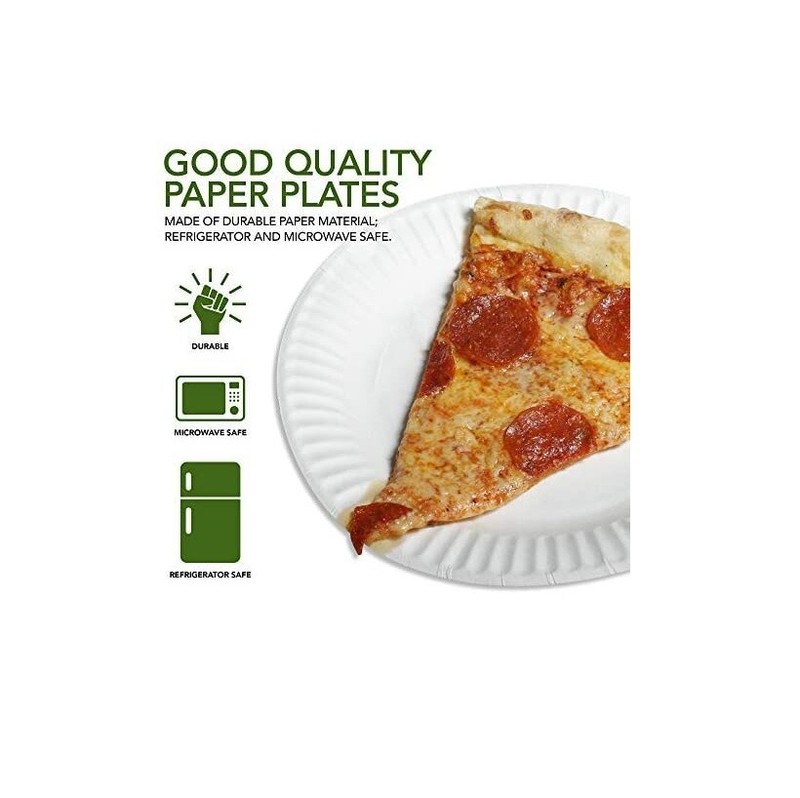 500 Count 9-Inch Paper Plates Uncoated Disposable Dinner Plates White gallery
