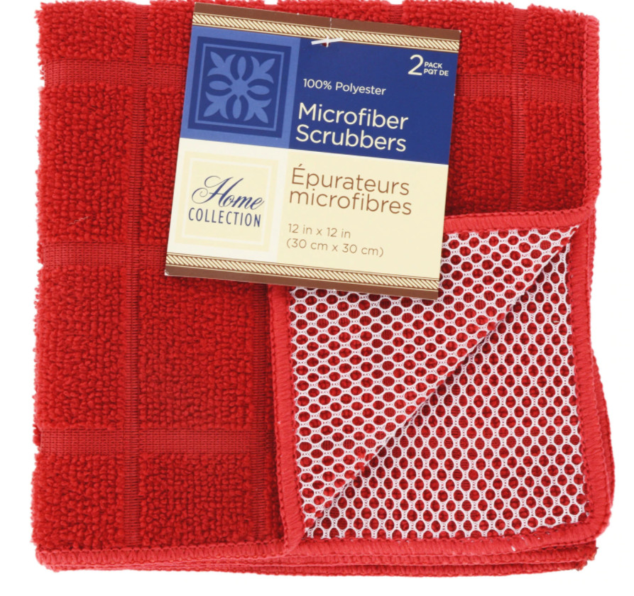Home Collection Dish Cloth Microfiber Scrubbers Window Pane Pattern ~ Red gallery