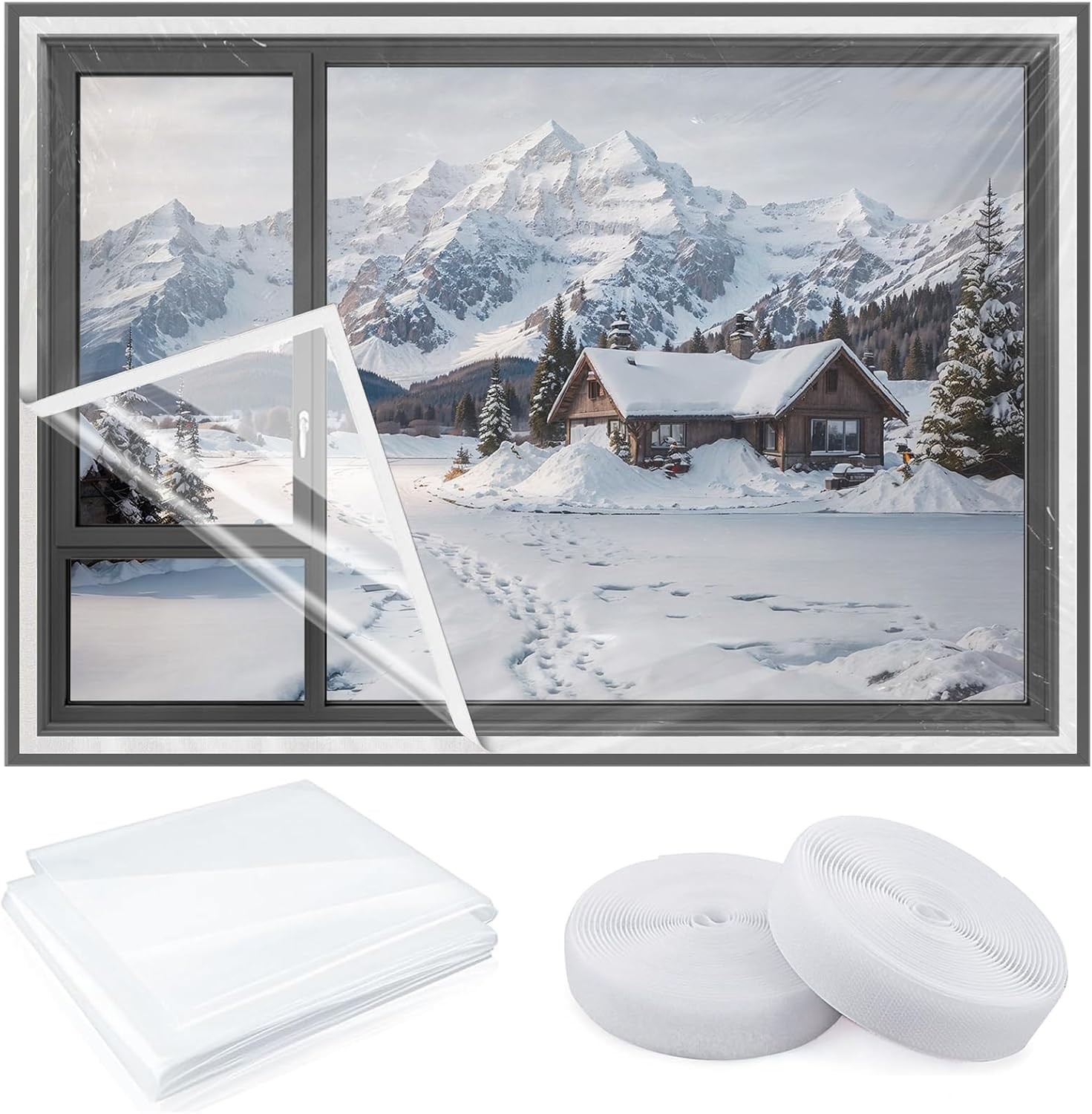 Heavy Duty Window Insulation Kit for Winter - 75 in x 79 in Clear Plastic 180㎛ gallery